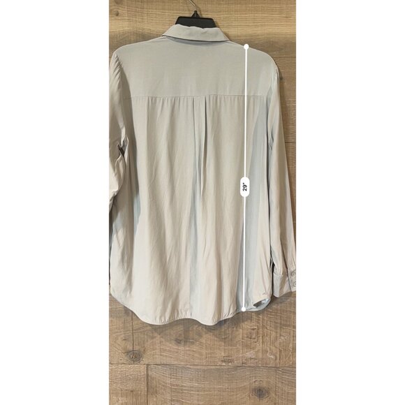 LAFAYETTE 148 NY GREY SILK CHARMEUSE FRENCH CUFF BLOUSE TOP SIZE M - Picture 6 of 9